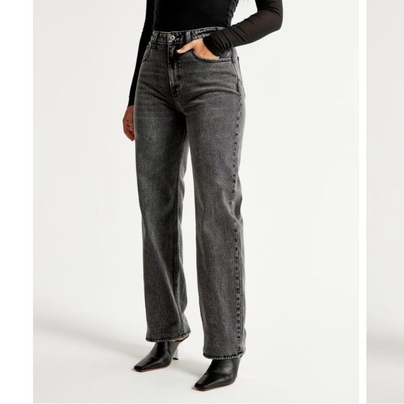 Abercrombie & Fitch Denim - Curve Love Ultra High Rise 90s Straight Jean - Black2 27/4S